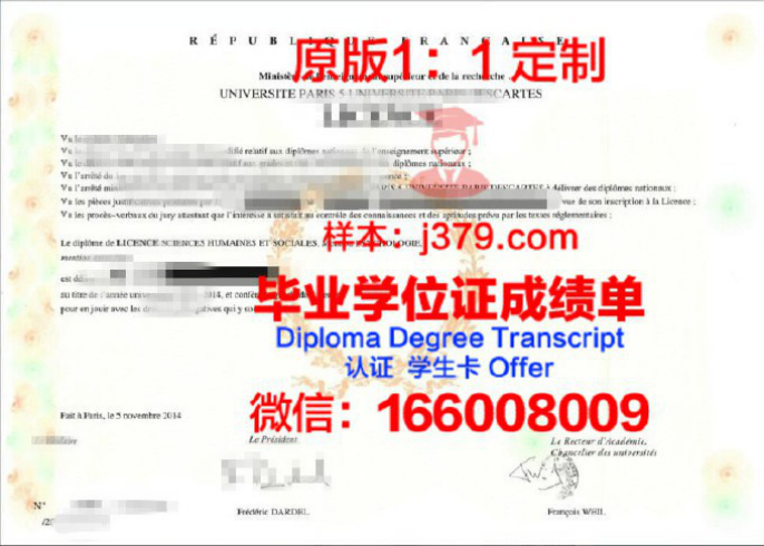 巴黎第九大学毕业证学位文凭学历Diploma